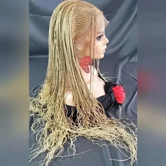 Braided Wig: African-Inspired,  feeding cornrows blond Human-Synthetic NWT - Picture 10 of 17